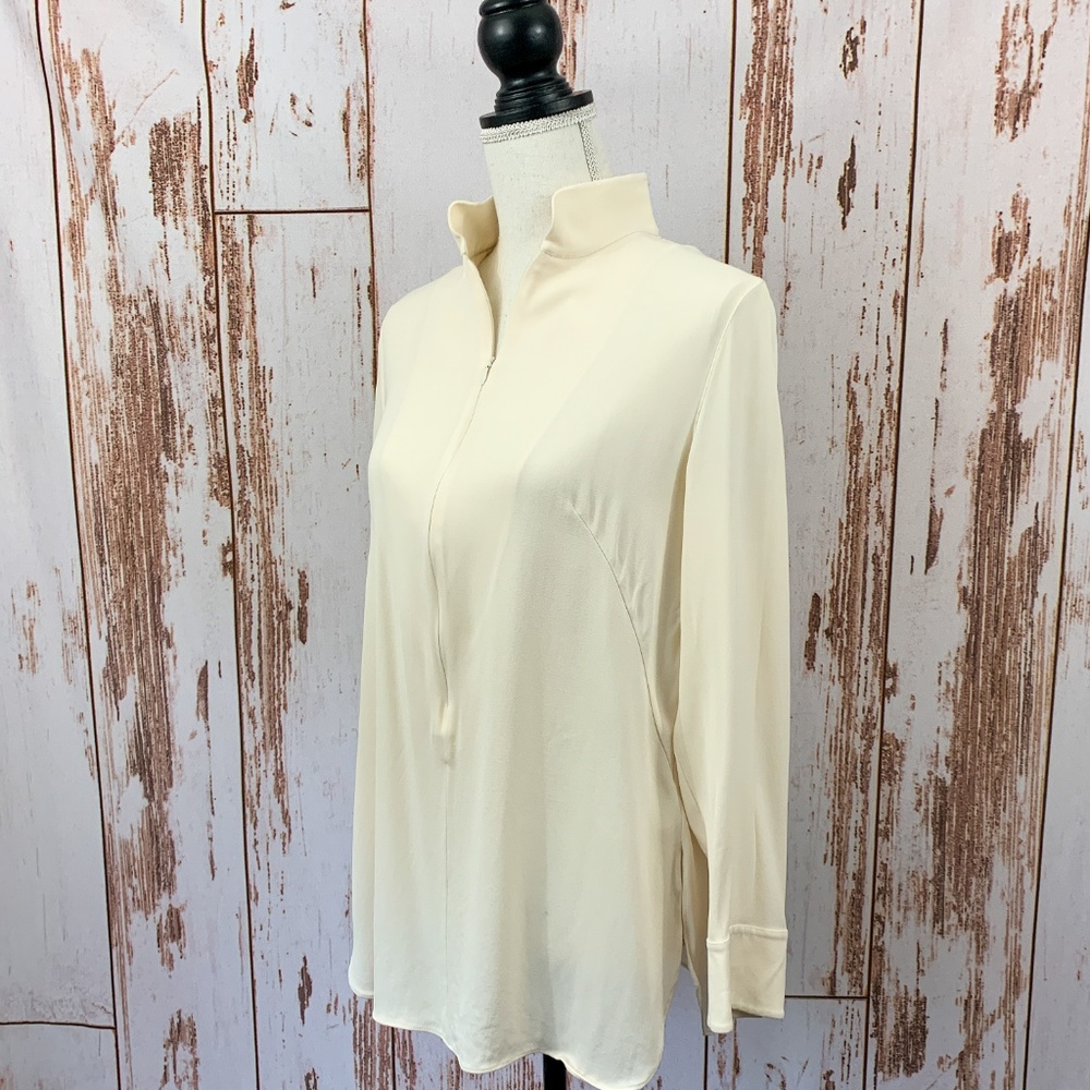 AKRIS Off White Silk Tunic 3/4 Zip Size 12